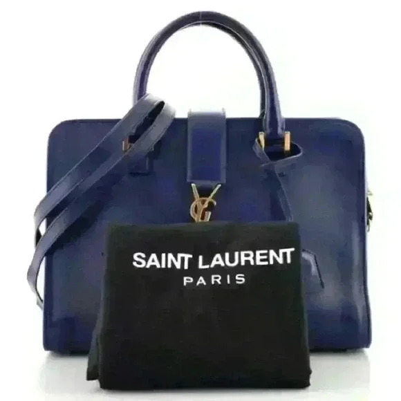 SAINT LAURENT Calfskin Monogram Cabas Top Handle Bag w/ Crossbody Strap